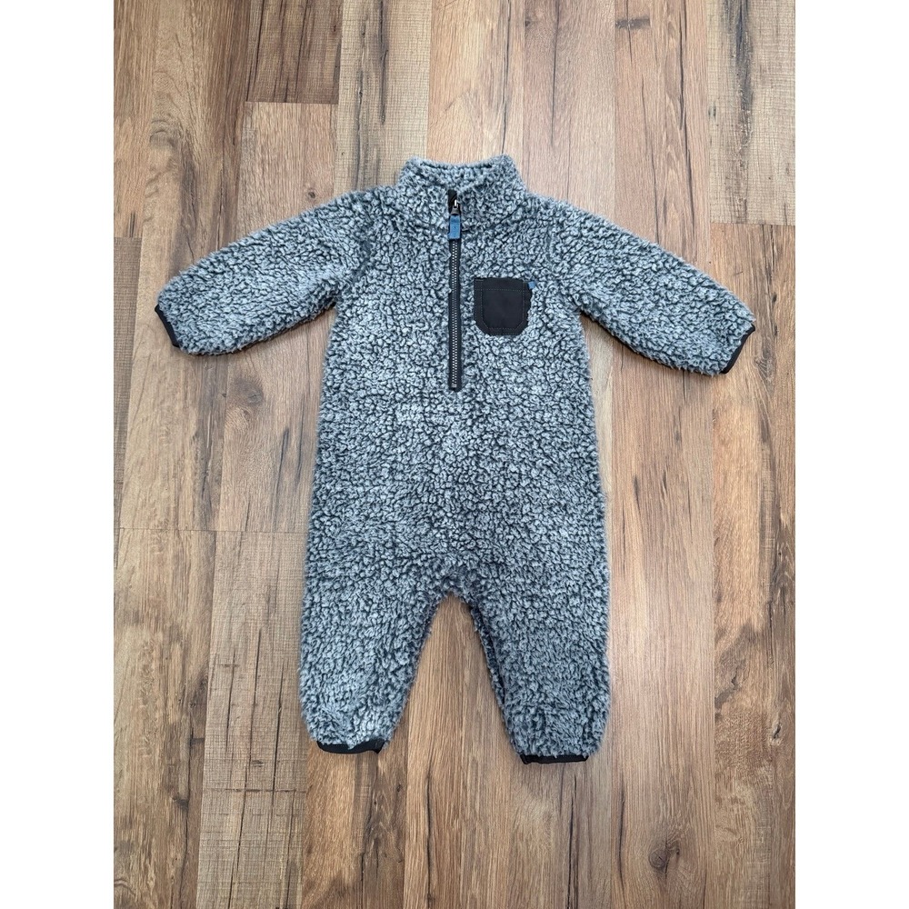 Carter's Baby Sherpa Fleece One Piece 6M Gray Cozy Zip Suit Winter